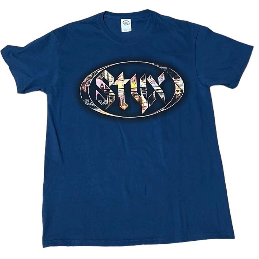 Styx band tee/ Delta-  Navy Blue Short Sleeve Graphic Tee